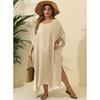 Plus Size Women's Solid Color Loose Smock Beach Holiday Split Mopping Long Dress