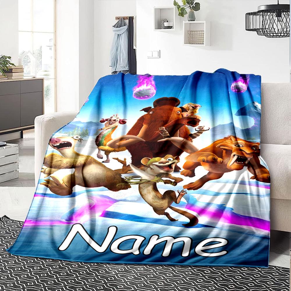 Customiz Name Personality Ice Age Dawn of the Dinosaurs Blanket Soft &Warm Sofa Office Bed Travel Lunch Break Blanket, Gift Suitable All Seasons