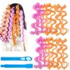 12/24Pcs 25/45/65CM No Heat Wavy Curler with Styling Hook Reusable Portable Women Girls Long Medium Short Curls Hair Roller Wave Formers Curling Tools