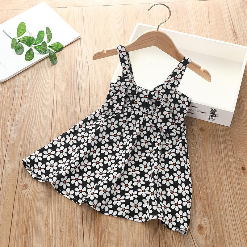 Sweet Halter Dress for Girls Summer Children Sleeveless Polka Dot Floral Princess Dress