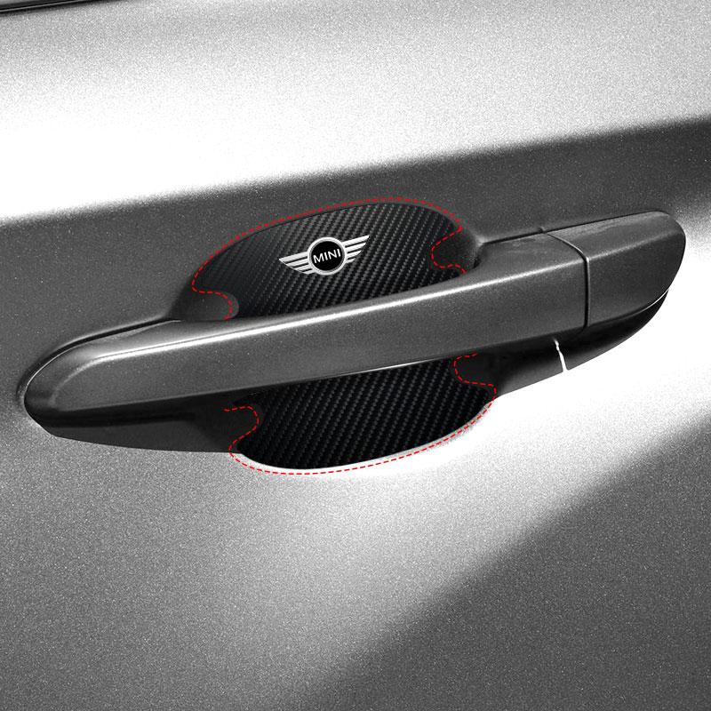 4PCS Car Door Handle Protection Sticker Emblem Car Styling For Mini Cooper One S Clubman R50 R53 R56 R60 F55 F56 R57 R58 R59