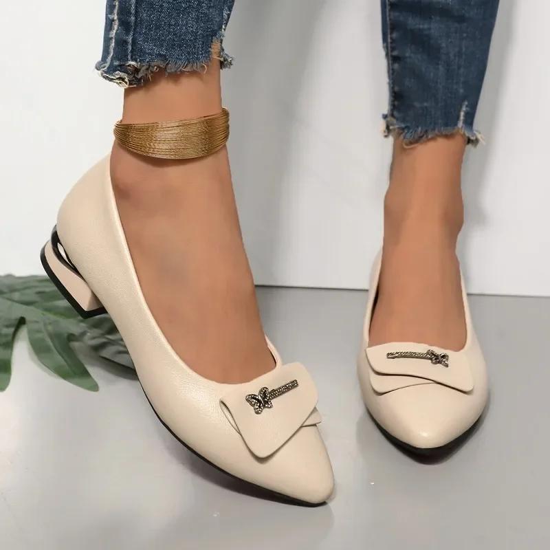 2024 New Versatile Thick Heel Business Casual Shoes Fashionable Women's Breathable Lace-up Shoes Buckle Shallow Sandals