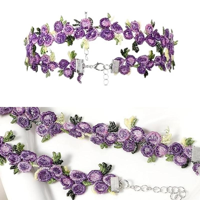 Pack of 8 Adjustable Floral Necklace Set for Women Girls Featuring Vintage Gothic Bohemian Styles Comfort Fit Design