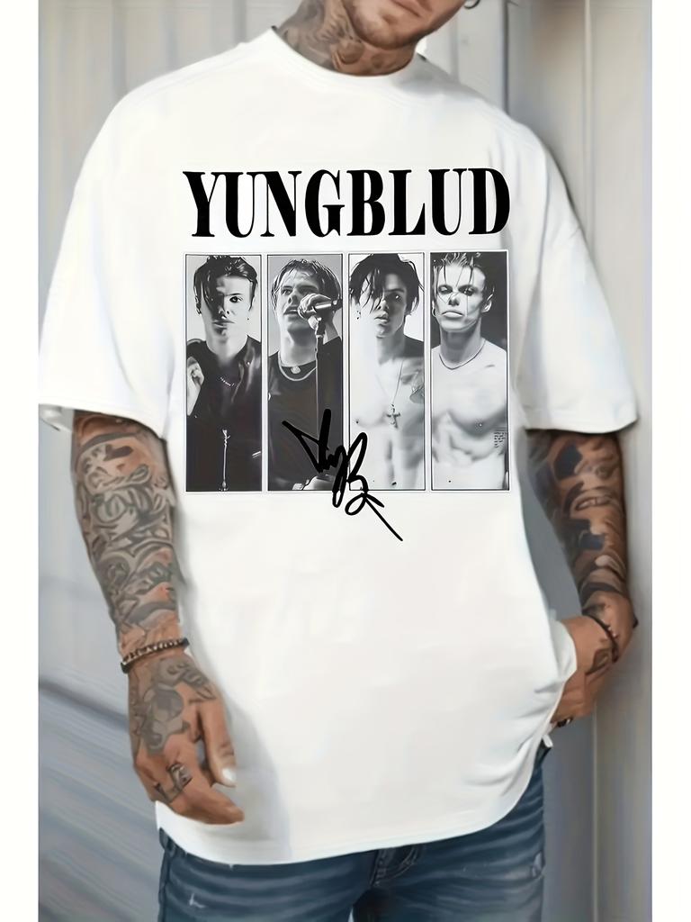 MenS Yungblud Graphic TShirt Oversized Streetwear Tee with Yungblud Signature Band Members Print Casual Round Neck Short