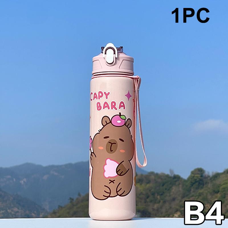 800Ml Cartoon Capybara Water Bottle Plastic Water Cup Portable Large Capacity With Straw Sports Water Bottle Travel Outdoor