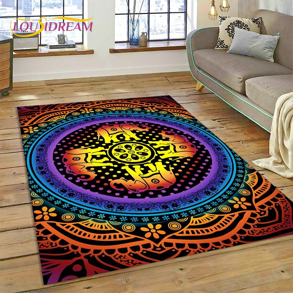 Bohemia Meditačná Mandala Príroda Joga Kvetinový Koberec pre Domácu Obývaciu Izbu Spálňu Pohovku Rohožka Dekorácia, Koberček Protišmyková Podložka