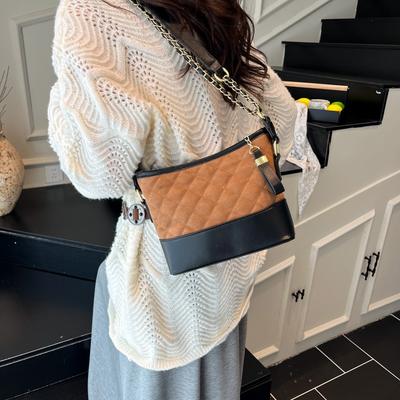 Frosted Light Luxury Bucket Bag, Diamond Chain, Fashionable Design, Trendy Single Shoulder Crossbody Women's Bag