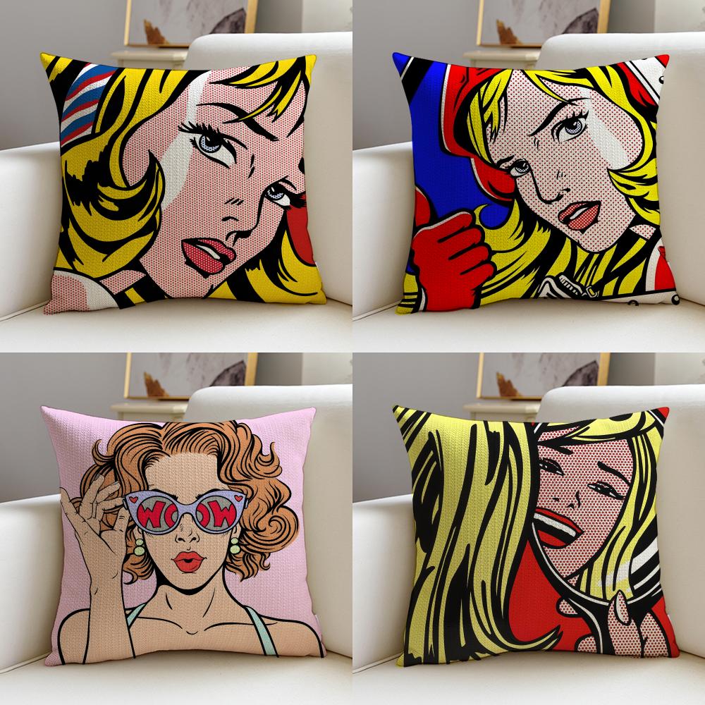 Roy Lichtenstein Womens Tears Cushion Cover Breathable and Skinfriendly Linen Pillowcase Square Removable and Washable Cushion