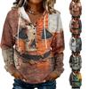 Women's Hooded Button Front Halloween Print Pullover Sweatshirt for Casual Fall Outfits