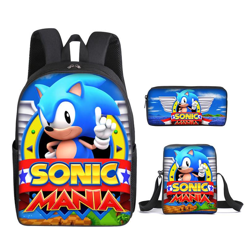 Sonic Cartoon Schulranzen-Set Mit Oxford-Stoff Atmungsaktiv Leicht Für Kinder Schulgebrauch