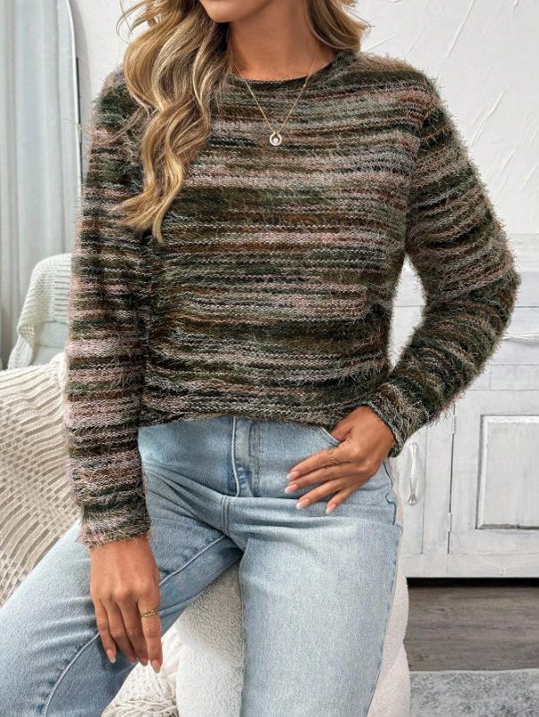 2026 Women's Autumn/Winter Round Neck Loose Long Sleeve Tassel Knit Top
