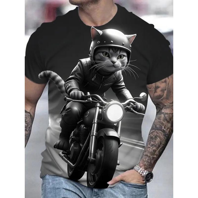 Camisetas Divertidas para Hombre Tops Estampados 3D de Gato Lindo Camisetas de Manga Corta para Hombre Mujer Camiseta Oversize Streetwear Ropa Casual Simple para Hombre