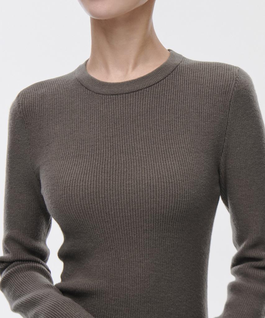 MUSINSA STANDARD WOMAN Women'S Ribbed Slim Crew Neck Knit [Taupe]