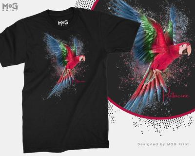 Parrot Paint Art T-Shirt Colourful Psittacine Bird Tee Nature Animal Lover Gift
