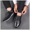 fashion Men Sneakers Shoes Fashion Brand Classic Lace-Up Casual Loafers Pu Leather Shoes Black Breathable Business Men Shoes Big Size