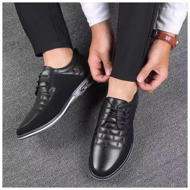 fashion Men Sneakers Shoes Fashion Brand Classic Lace-Up Casual Loafers Pu Leather Shoes Black Breathable Business Men Shoes Big Size