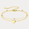 My Shape Heart Charms Bracelets for Women Girls Gold Color Chains 2 Layers Hand Chain Stainless Steel Jewelry Girlfriend Gifts