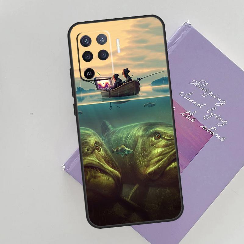 Fishing Gear Fish Phone Case For Oppo A74 A53 A54 A94 A15 A16 A17 A52 A72 A76 A96 A57S A58 A78 A98 Back Cover