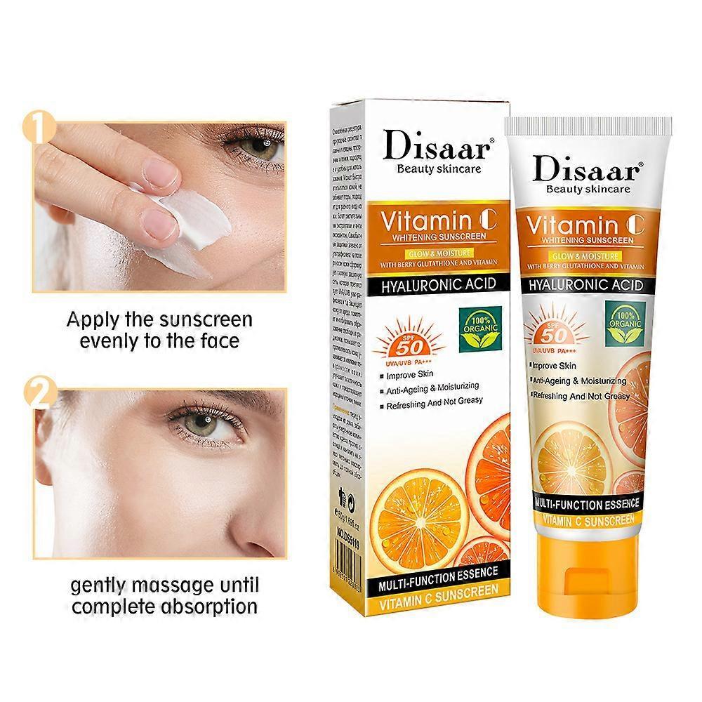 Vitamin C Sunscreen for Face, Face Sunscreen SPF 50 PA+++, Hydrating Face Sunscreen Moisturizer with Hyaluronic Acid, Sunscreen Moisturiser with Vitam
