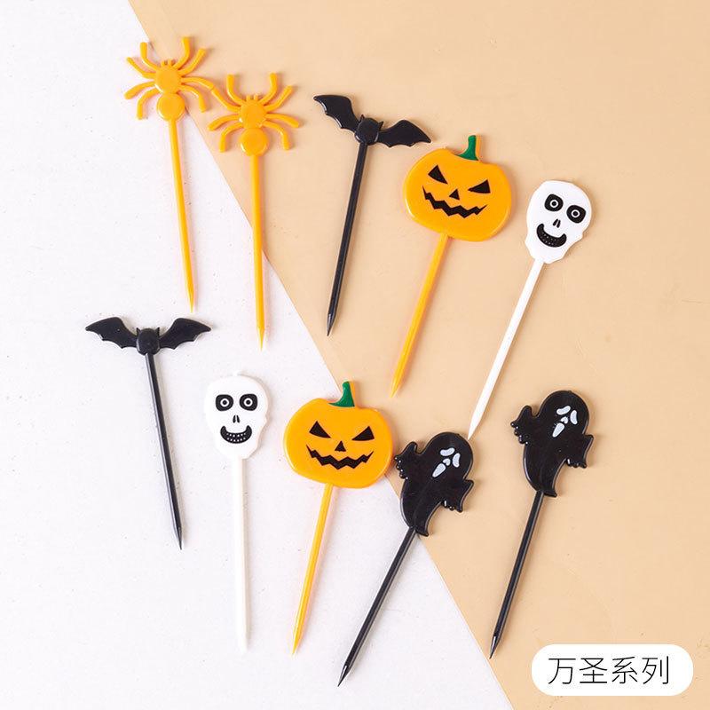 10 Stück/Set Cartoon Kinder Kuchen Dessert Spieß Zahnstocher Mittagessen Spieß Halloween Obstgabel Essensgabel Bento Mittagessen Party Dekoration