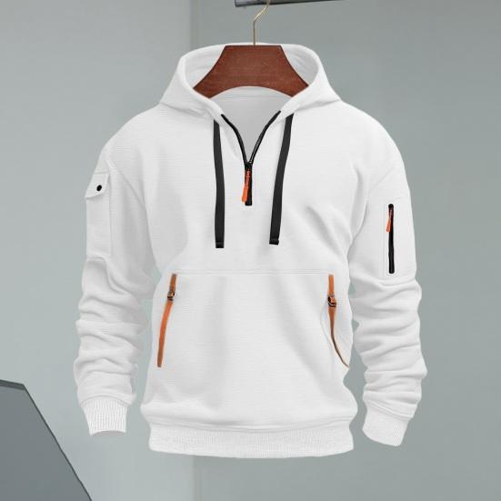 2Pcs/Set Men Sports Suit Hooded Drawstring Long Sleeve Pockets Sweatshirt Elastic Waist Trousers Set Fitness Tracksuit