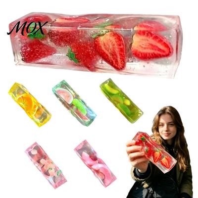 Stress Relief Clear Stick Toy Shapeable Fruit Bar Squeeze Toy, No Rebound Soft Stretchy Fidget Strip for Relaxation