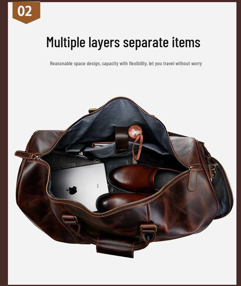 Herren Leder Reisetasche mit Schuhfach - Vintage Umhängetasche Handgepäck