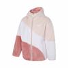 Logo Embroidered Color Block Faux Shearling Hooded Jacket Unisex Jacket White Pink 678721-24