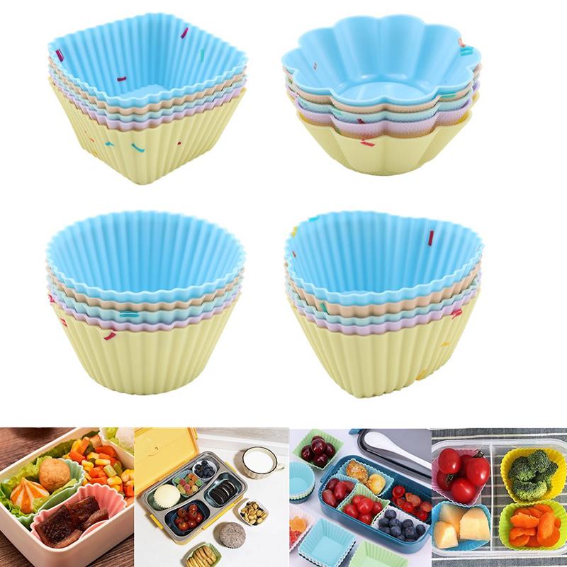 5 Pcs Silicone Lunch Box Dividers Bento Lunch Box Dividers Lunch Dividers Dish Cups Salad Dressing For Kids Lunch Accessories