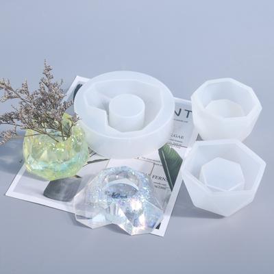 Moule en silicone pour pot de fleurs, pour bricolage, série hexagonale en béton, miroir, cristal, époxy, argile, décoration de la maison pour résine