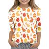 Children's Seven Quarter Sleeve Easter Print Round Neck Print Casual Top