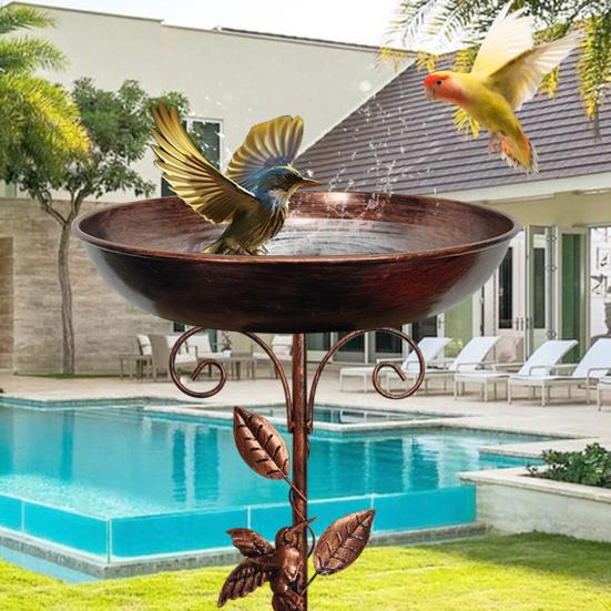 Yousheng Metal Birds Bath Freestanding Birdbath Bowl with Stake Adjustable Height Birds Bath Feeder Tray for Garden Outdoor Decor