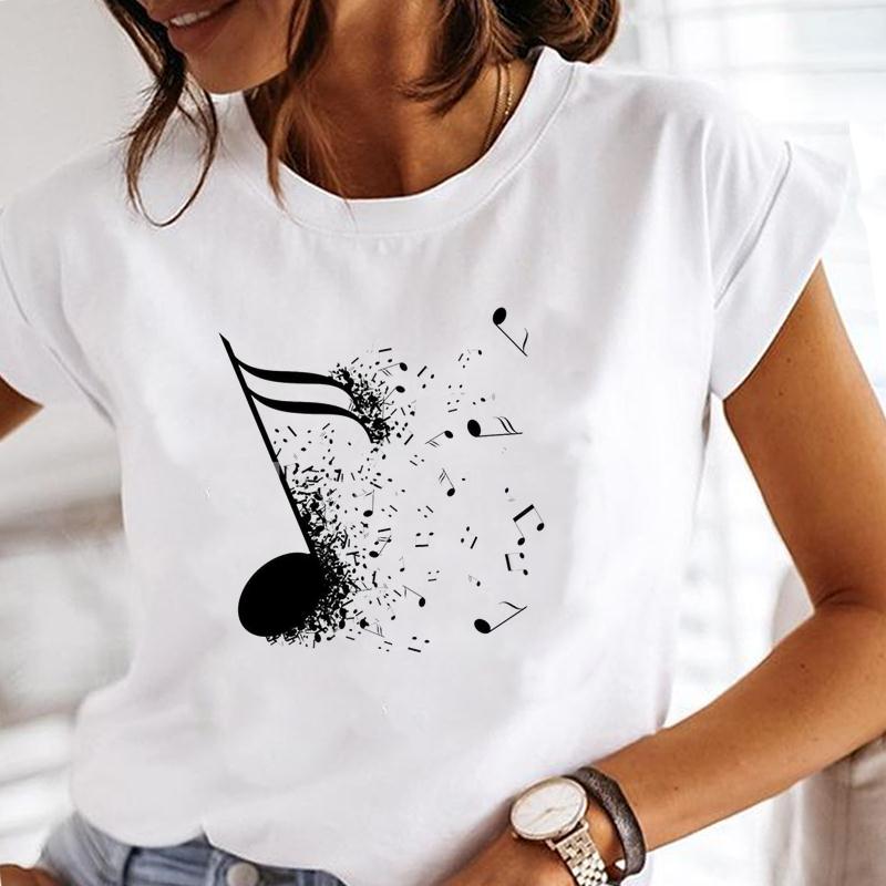 90s Style Women Print Tee Top Music Love Printing Cute Short Sleeve Lady Female Clothing Casual Summer Fashion Tshirt Graphic T-shirt