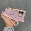 Sött Magsafe-skal med kattöron för iPhone 13 14 15 16 Pro Max 11 12 15 16 Plus Transparent PC TPU-pansarskal med handledsremkedja