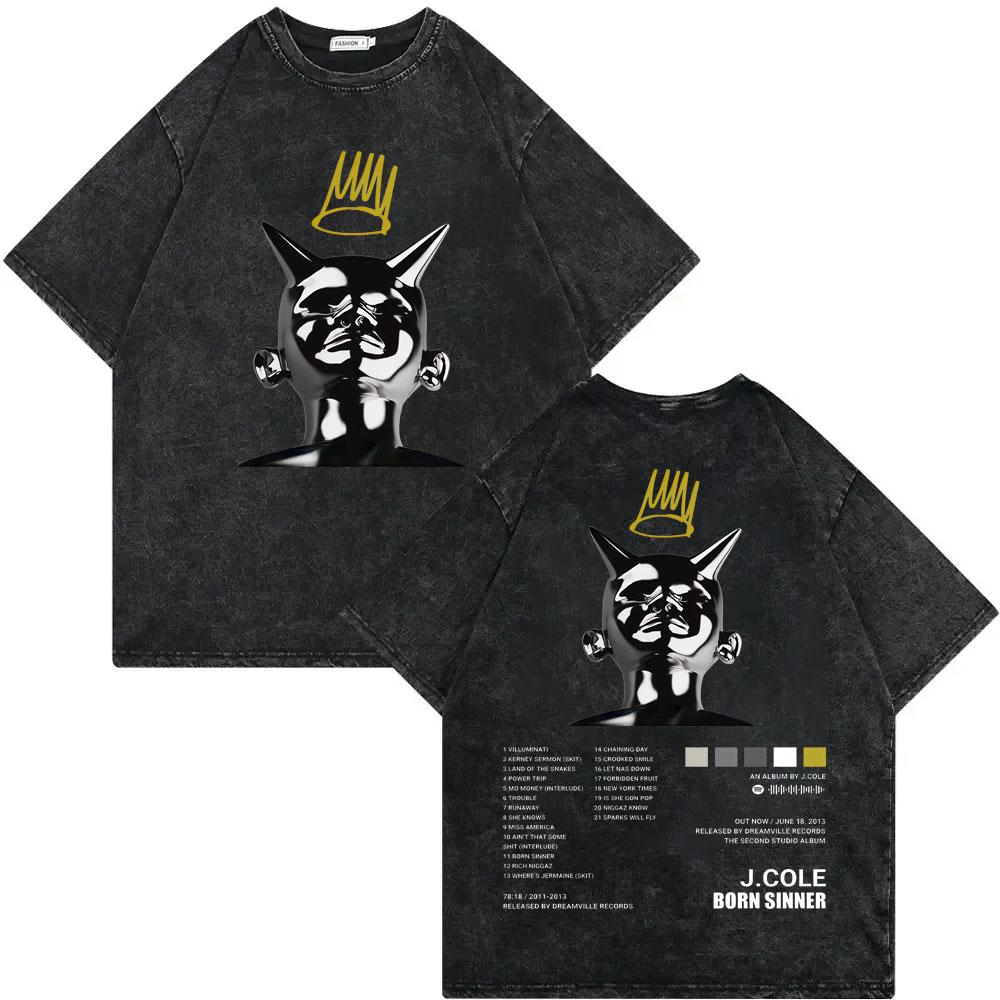 Vintage Prané Rapper J Cole The Fall Off Tour Grafické Trička Móda Hip Hop Tričko Unisex Ležérní Volné Bavlněná Trička
