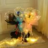 LED lysande ballong ros bukett Transparent Bobo Ball Rose Alla hjärtans dag present Födelsedagsfest Bröllop dekoration ballonger