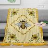 Idyllic Sunflower Bee Throw Blanket Warm Plush Blankets Portable Travel Camping Picnic Blanket