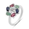 Silver Ring with Natural Sapphire, Ruby, Emerald, Item Weight 3.17 G (2191117)