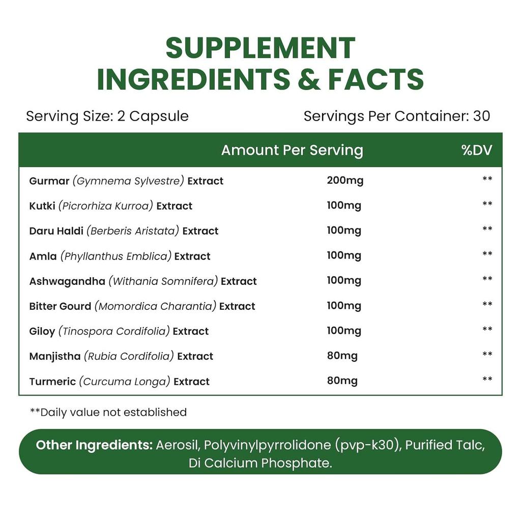 Vlados Himalayan Organics Diabetes-Unterstützung Supplement 60 pflanzliche Kapseln Kräuter-Blutzucker-Unterstützungsformel
