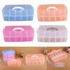 Plastic Box Rectangular Transparent Box with Handle Lid Storage Box Dustproof Jewelry Storage Case Container for Nail