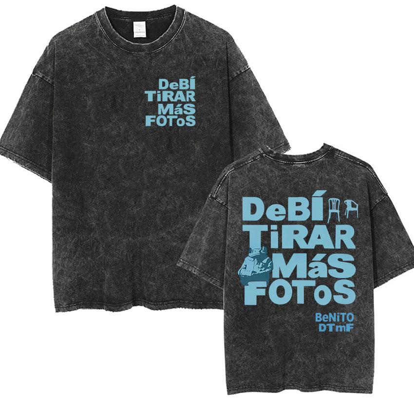 Vintage Washed Bad Bunny Debi Tirar Mas Fotos  Fans Gift TShirt Men Women Summer High Quality Oversized Cotton T Shirt Tops