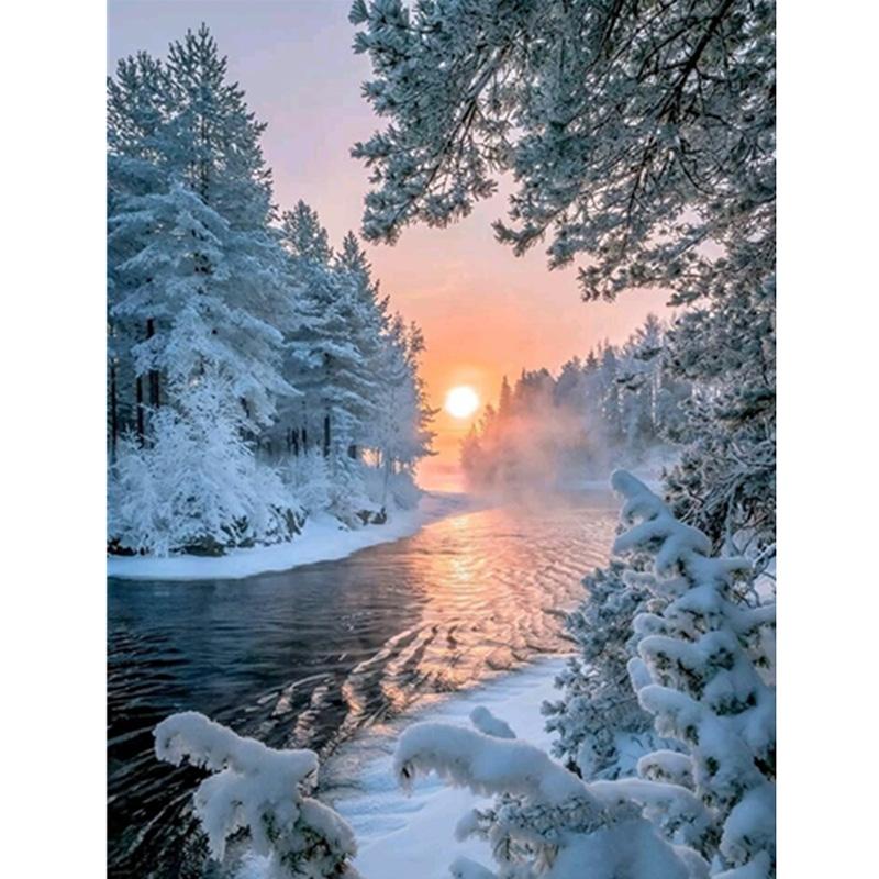 DIY Winter Schnee Landschaft 5D Diamant Malerei voller Runde Bohrer Landschaft Diamant Stickerei Harz Mosaik Kreuzstich Home Decor