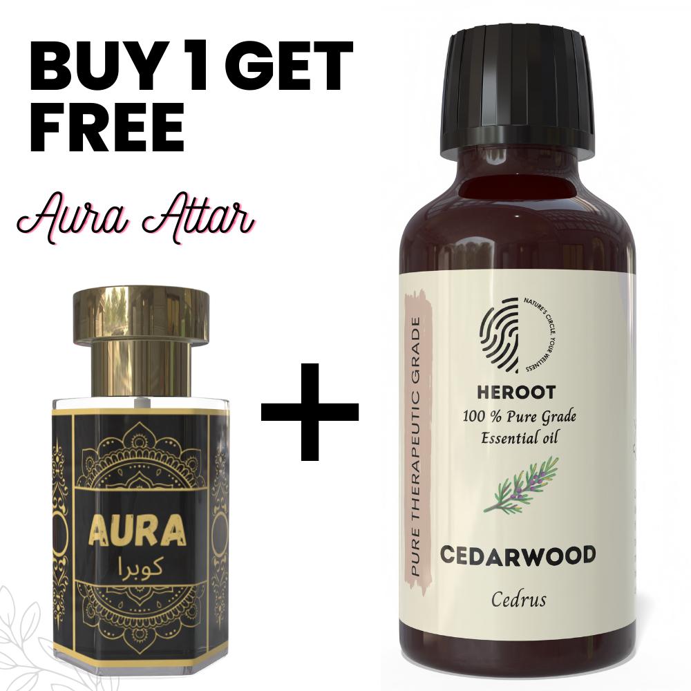Óleo Essencial de Cedro 10ml para Aromaterapia e Fragrância de Casa ganhe 1 Attar Grátis – Aqua AQ, Dubai Oud, Aura, White Oud