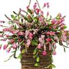Door Hanger Basket Wreath Spring Summer Artificial Flowers In Wicker Basket for Front Door Rustic Rattan Hanging Basket Wreath for Home Porch Entryway