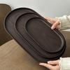 Plastic Tea Trays Walnut Wood Grain Fruit Platter Vintage Oval Tray Home