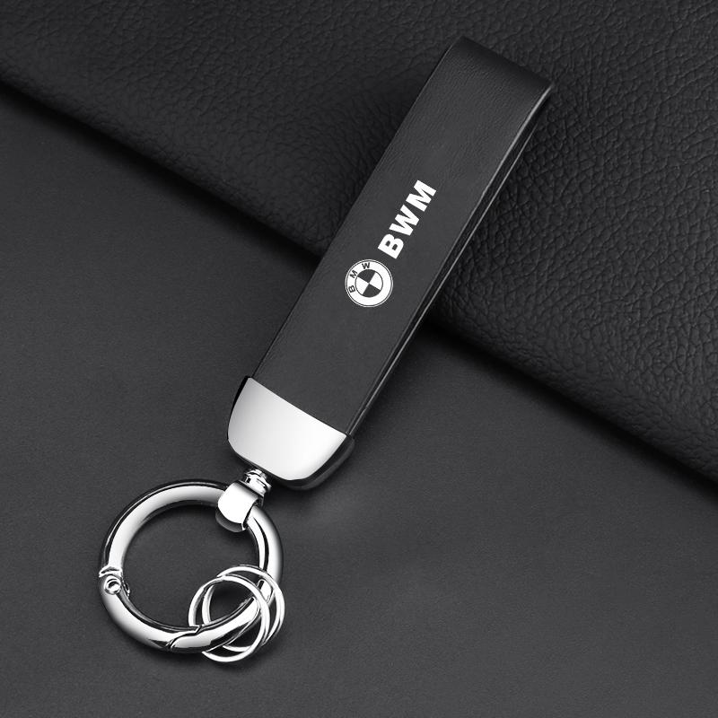 Metal Leather Car Keychain Key Ring Decor Car Accessories for BMW E36 E46 E70 E53 G30 E91 E92 E93 E90 E60 E39 F30 F10 F20 X5
