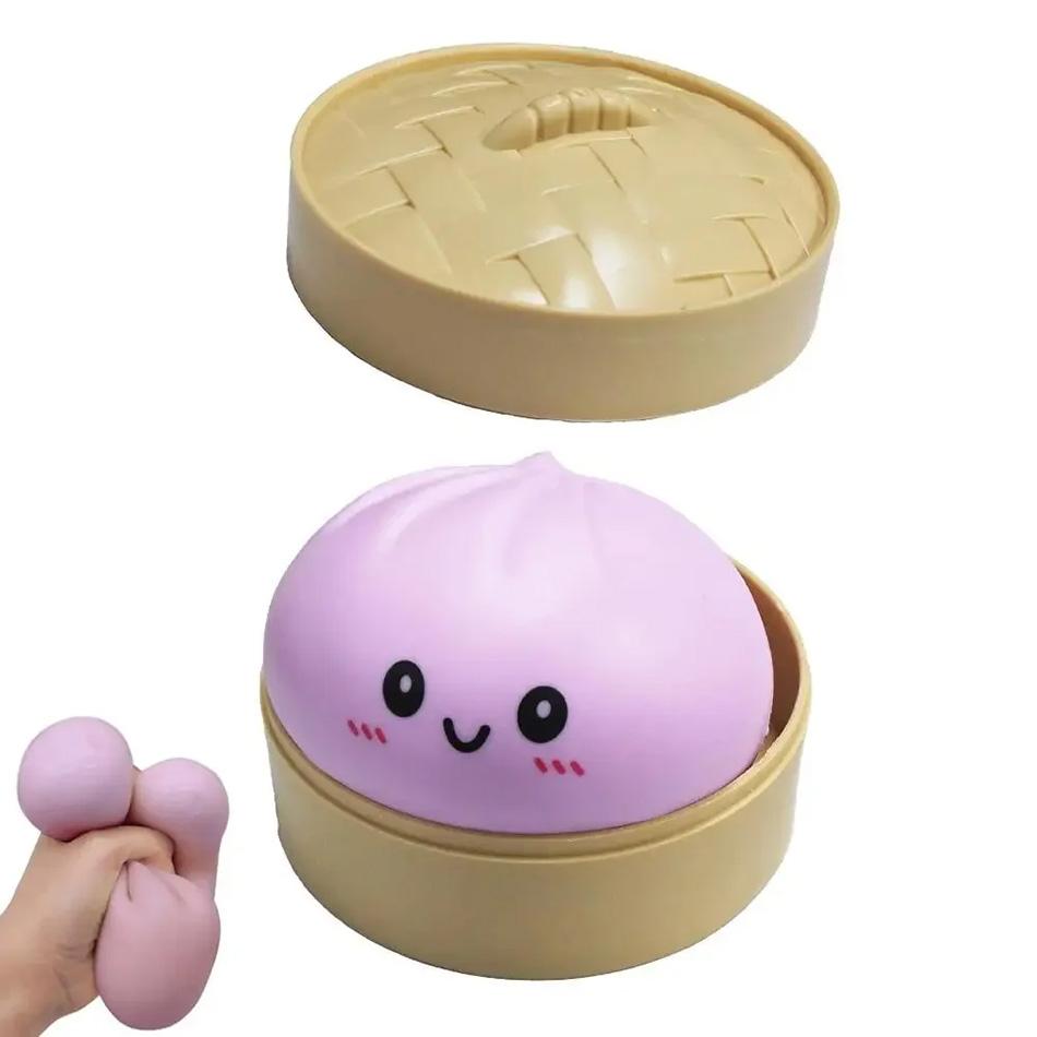 Lindo Bollo al Vapor Juguete Anti-Estrés para Mover los Dedos - Juguete de Espuma Squishy de Rebote Lento para Descompresión para Niños y Adultos