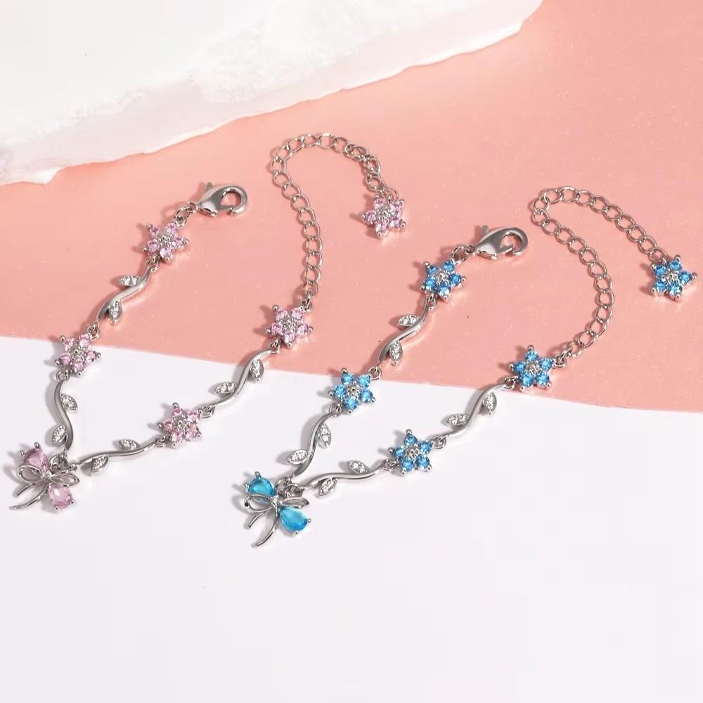 Crystal Chain Bracelet Butterfly Bow Women's Bracelet Elegant Flowers Bracelet Jewelry Gift