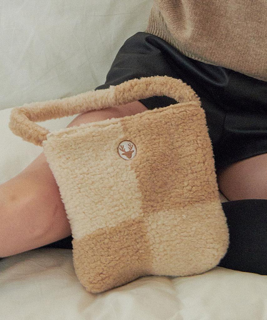 Dearmydeer Checkerboard Fur Bag_Beige