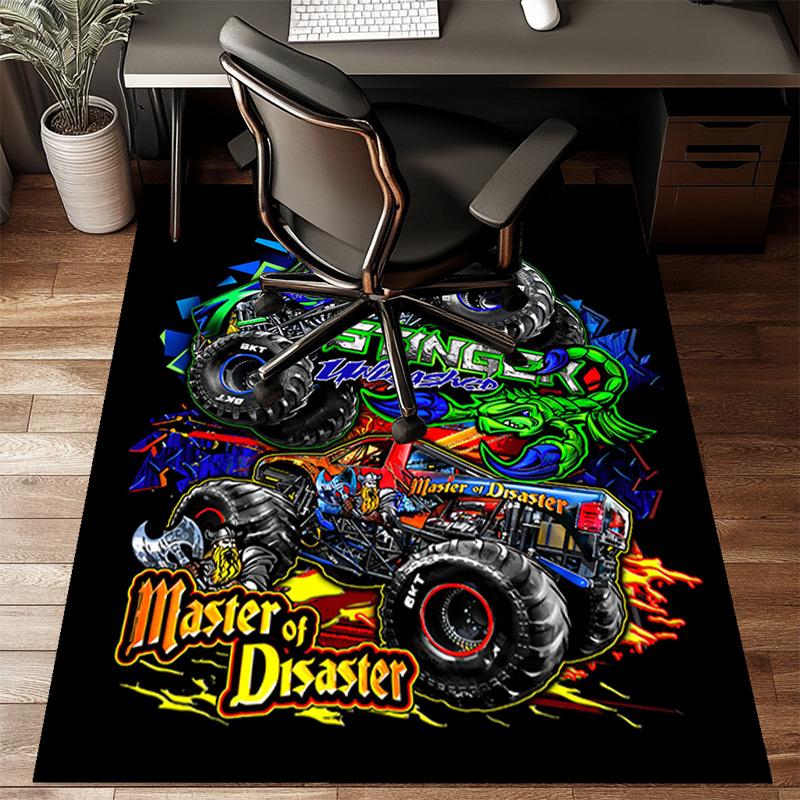 Mon-ster Truck Adventure Floor Mat for Living Room, Game Rooms, Office, Bedroom, Office Floor Mat Playful Design, Christmas Fan Gifts